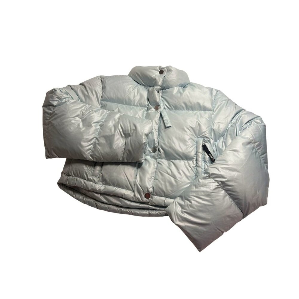 Axel Arigato Enigma Cropped Puffer Jacket in Light Blue